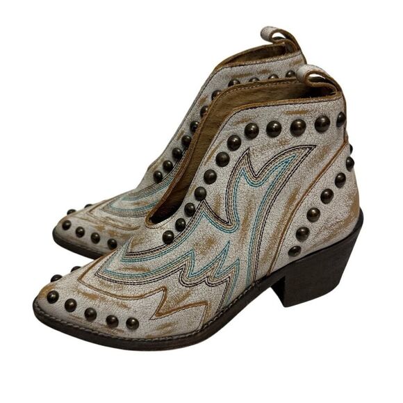 Circle G by Corral Leather Studded Ankle Boots USA Women's Sz. 6 - Picture 2 of 8